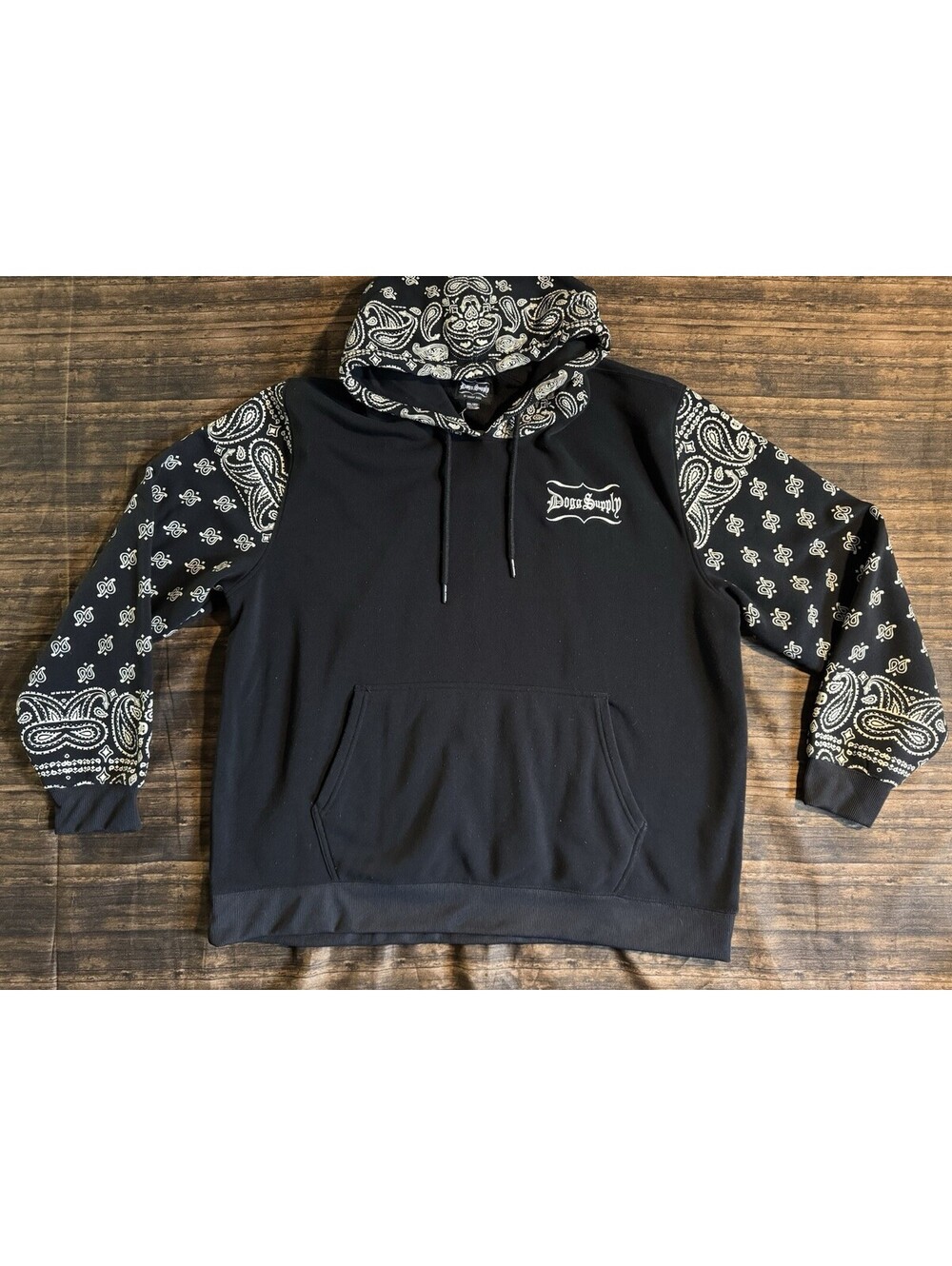 Dogg Supply Snoop Dogg Mens 3X Black Bandana Pattern Pullover Hoodie Sweatshirt